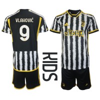 Juventus Dusan Vlahovic #9 Fotballklær Hjemmedraktsett Barn 2023-24 Kortermet (+ korte bukser)